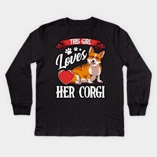 Corgi Love Dog Owner Lover Statement Heart - Welsh Corgi Kids Long Sleeve T-Shirt